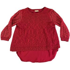 Lucky Brand Red Lace Sweater | Women’s S